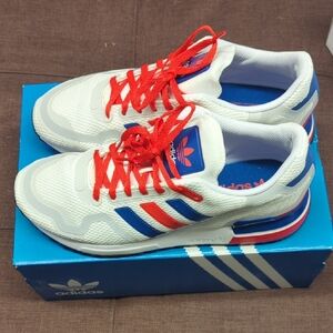 Adidas Originals ZX 750 HD Men's White Red and Blue Sneakers Size 10